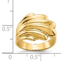 14K Yellow Gold High Polished Wave Dome Ring view 3
