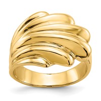 14K Yellow Gold High Polished Wave Dome Ring view 1