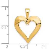 14K Yellow Gold Polished Heart Pendant view 4