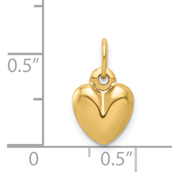 14K Polished 3-D Puffed Heart Charm