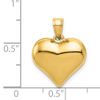 14K Yellow Gold Polished 3-D Puffed Heart Pendant view 4