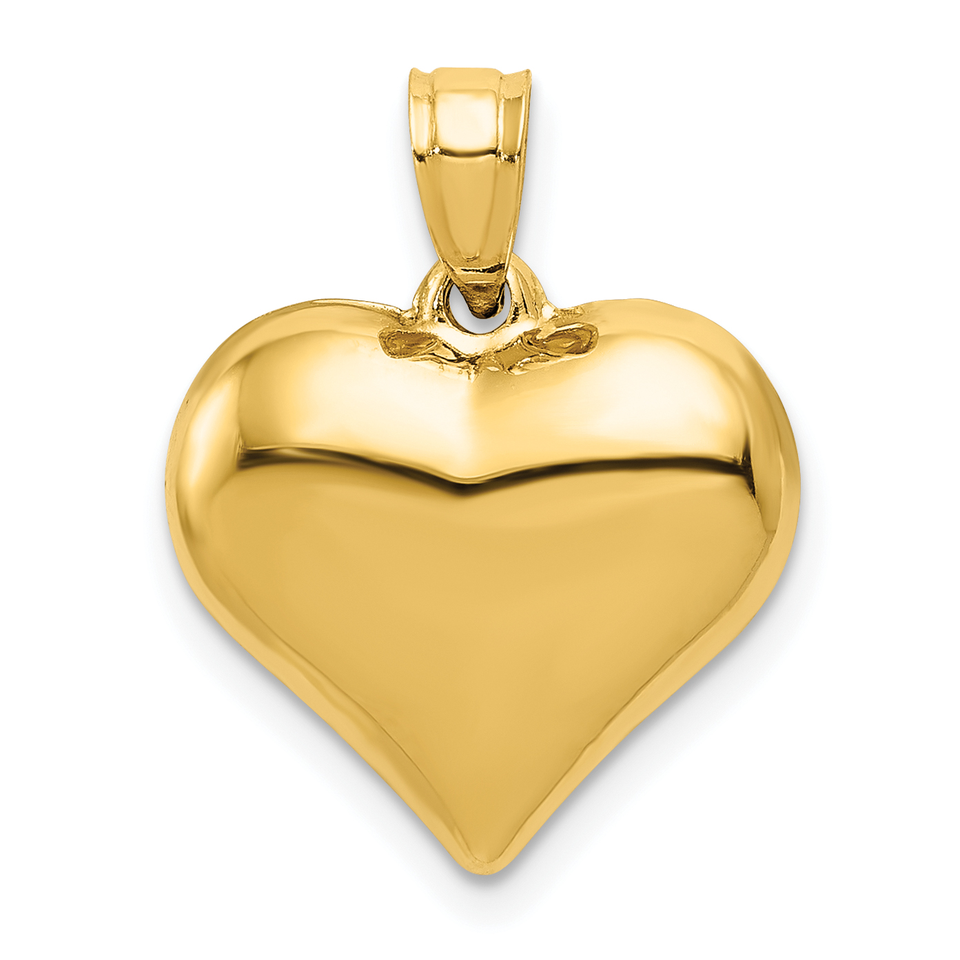 14K Polished 3-D Puffed Heart Pendant (C2909)