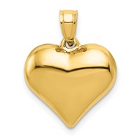 14K Yellow Gold Polished 3-D Puffed Heart Pendant view 1