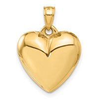 14K Yellow Gold Polished 3-D Puffed Heart Pendant view 3