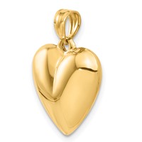 14K Yellow Gold Polished 3-D Puffed Heart Pendant view 5