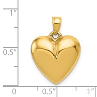 14K Yellow Gold Polished 3-D Puffed Heart Pendant view 4