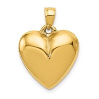 14K Yellow Gold Polished 3-D Puffed Heart Pendant view 1