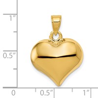 14K Yellow Gold Polished 3-D Puffed Heart Pendant view 5
