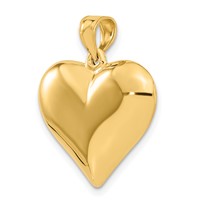 14K Yellow Gold Polished 3-D Puffed Heart Pendant view 4
