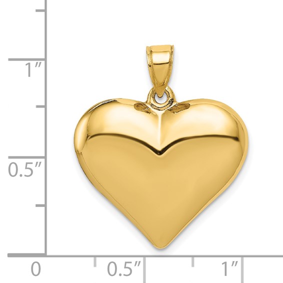 Gold 3D Polished Heart Pendant