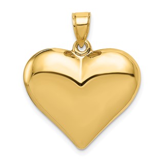 Gold 3D Polished Heart Pendant