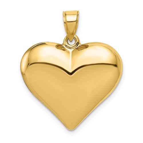 14K Yellow Gold Polished 3-D Puffed Heart Pendant