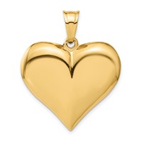 14K Yellow Gold Polished 3-D Puffed Heart Pendant view 3
