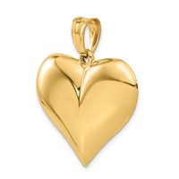 14K Yellow Gold Polished 3-D Puffed Heart Pendant view 5