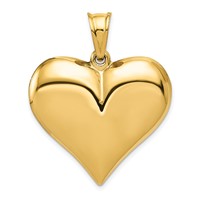 14K Yellow Gold Polished 3-D Puffed Heart Pendant view 1