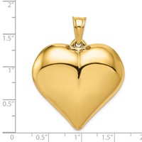 14K Yellow Gold Polished 3-D Large Puffed Heart Pendant view 3