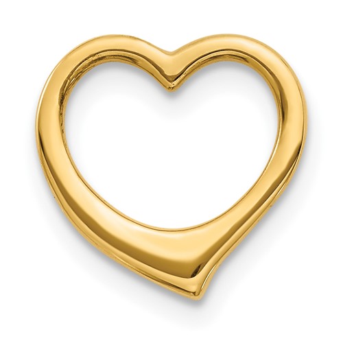 14K Yellow Gold Polished Floating Heart Chain Slide