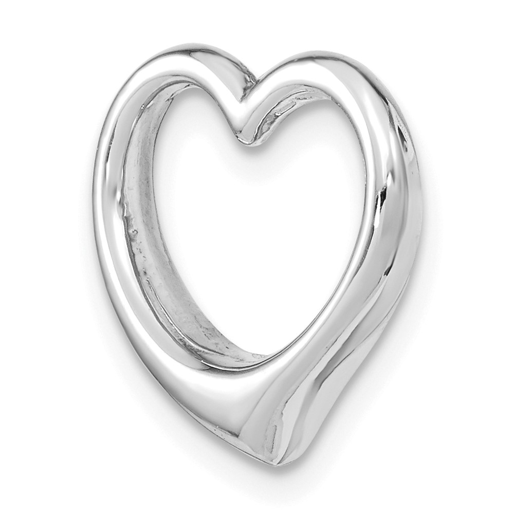 14K White Gold Polished Heart Chain Slide (C2918W)