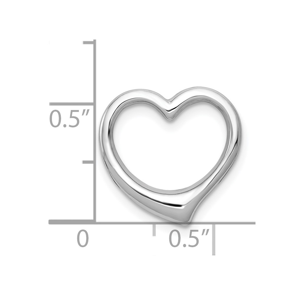 14K White Gold Polished Heart Chain Slide (C2918W)