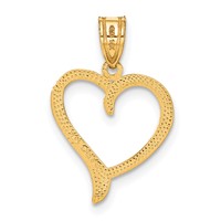 14K Yellow Gold Polished Open Heart Pendant view 3