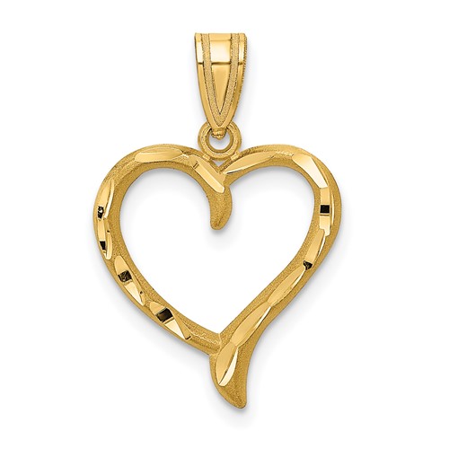 14K Yellow Gold Polished Open Heart Pendant