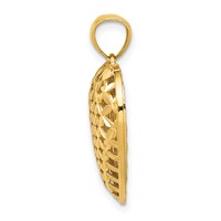 14K Two-tone Polished Reversible Diamond-cut Filigree Heart Pendant view 2