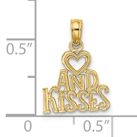 14k Heart AND KISSES Charm