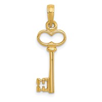 14K Yellow Gold Polished 3-D Key Charm view 3