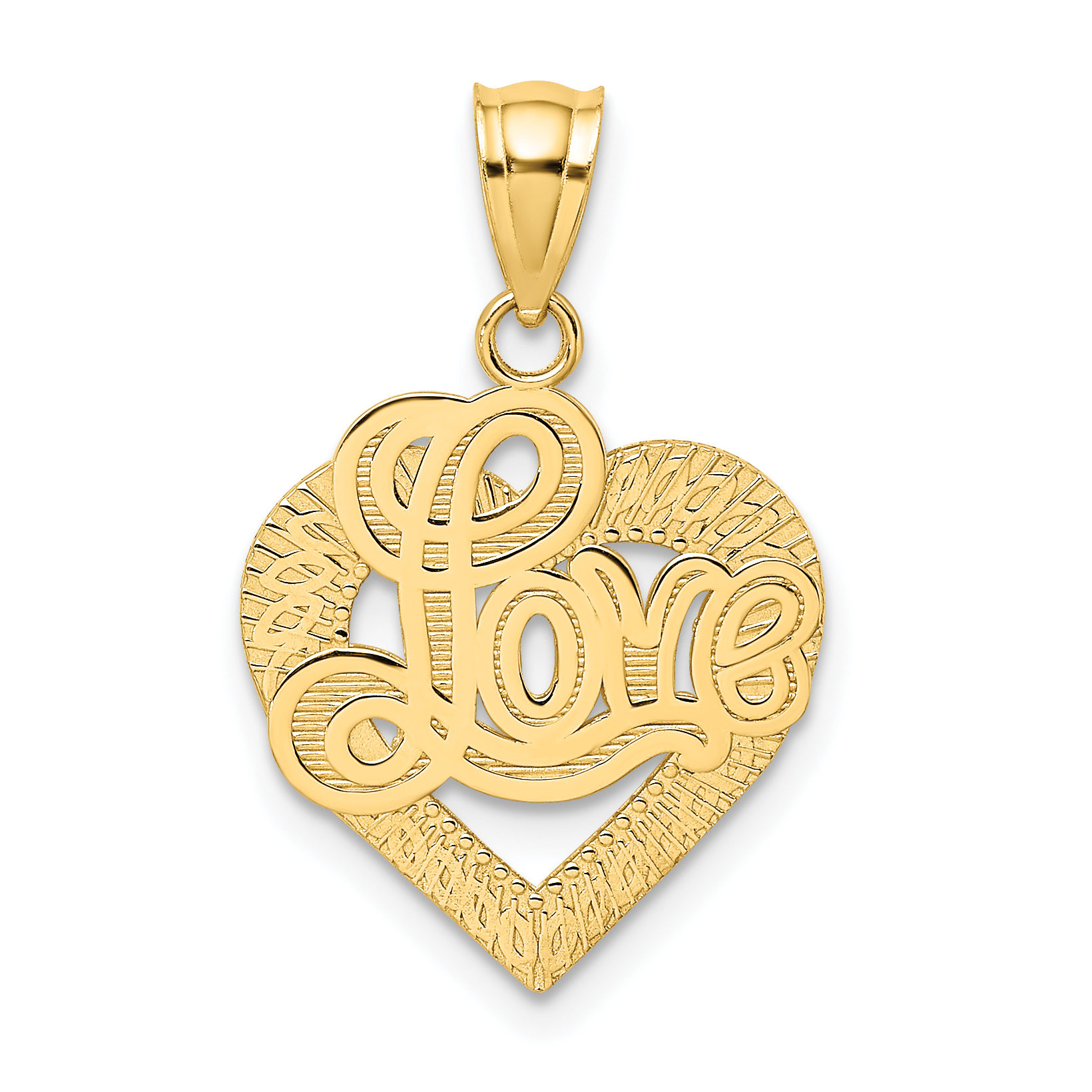 14k LOVE Script in Heart Frame Charm C2943 | eBay