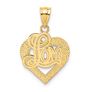 14k LOVE Script in Heart Frame Charm