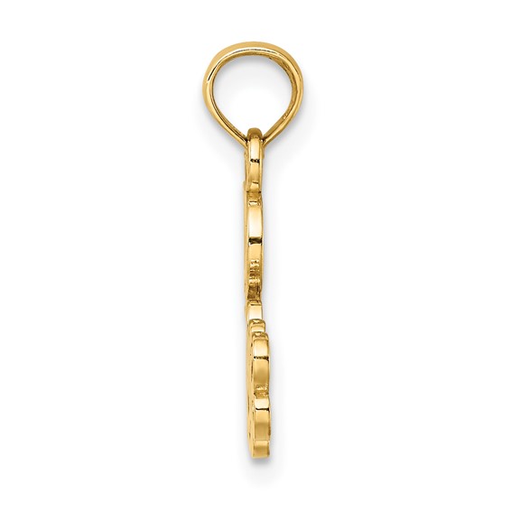 14k LOVE Script with Flower Charm