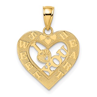 14k I HEART YOU in Sweetheart Frame Charm