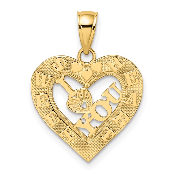 14k I HEART YOU in Sweetheart Frame Charm