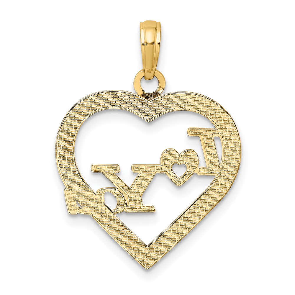 14k I HEART YOU in Heart Frame Charm (C2948)