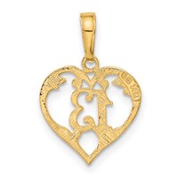 14K Yellow Gold Heart Cut-out Pendant, 13" view 3