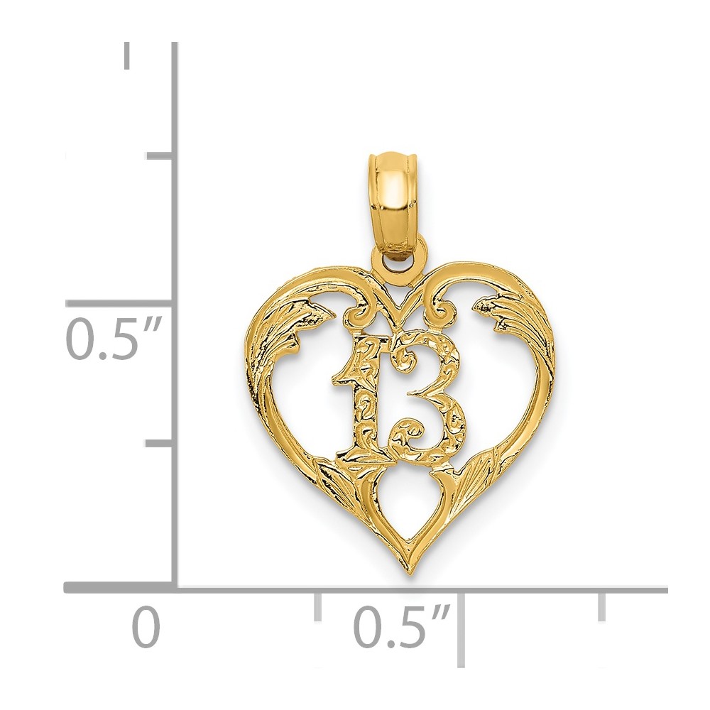 14k 13 in Heart Cut-out Pendant (C2953)