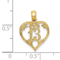 14K Yellow Gold Heart Cut-out Pendant, 13" view 4