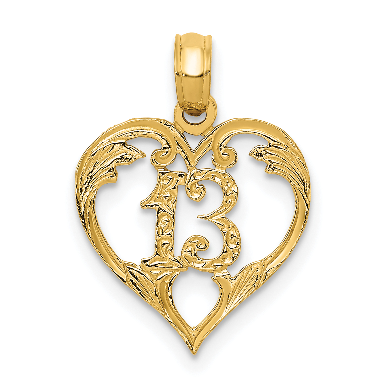14k 13 in Heart Cut-out Pendant (C2953)