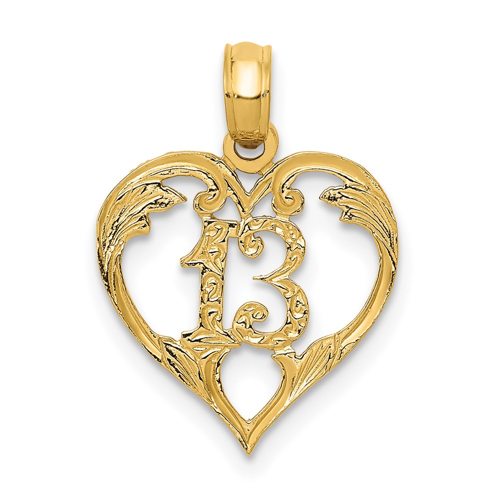 14k 13 in Heart Cut-out Pendant (C2953)