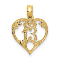 14K Yellow Gold Heart Cut-out Pendant, 13" view 1