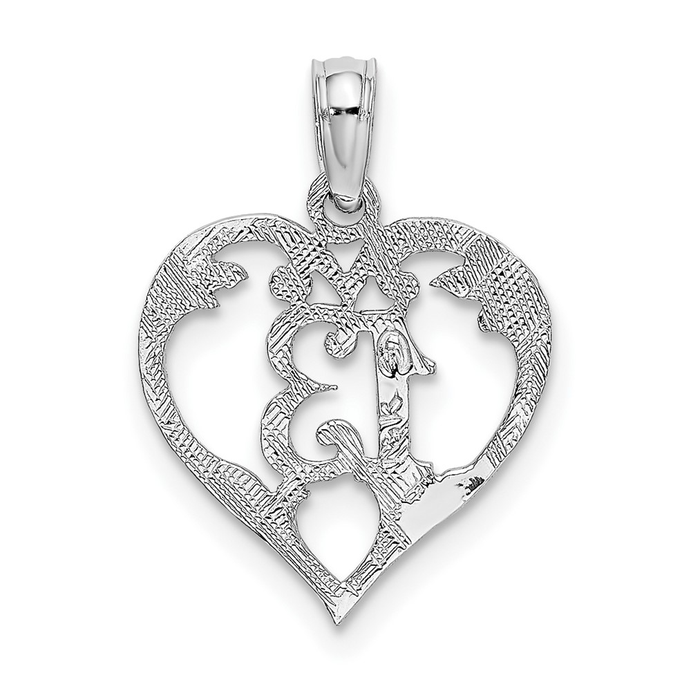 14k White Gold 13 in Heart Cut-out Pendant (C2953W)