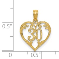 14K Yellow Gold Heart Cut-out Pendant - 30in view 4