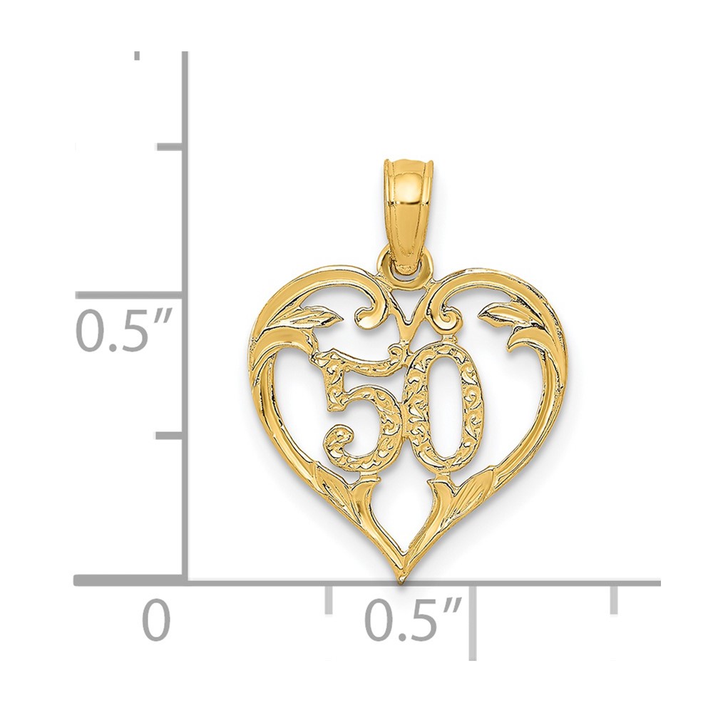 14k 50 in Heart Cut-out Pendant (C2959)