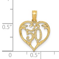 14K Yellow Gold Heart Cut-out Pendant, 50" view 4