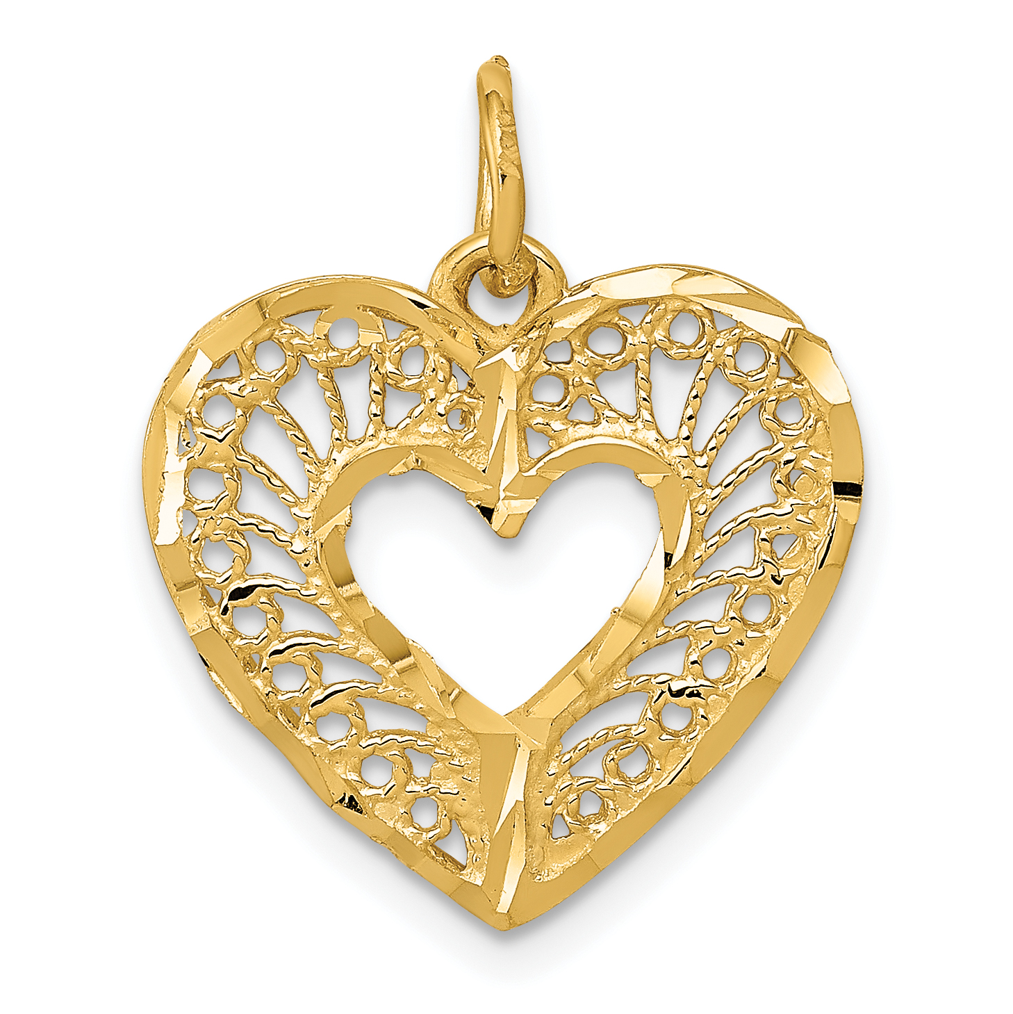14K Polished Heart Pendant (C296)