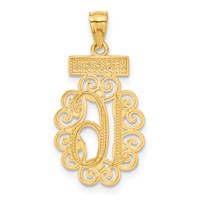14K Pendant with White Rhodium Filigree Sweet 16 view 3
