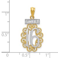 14K Pendant with White Rhodium Filigree Sweet 16 view 4