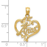 14K Diamond-cut 15 Anos Heart Pendant view 4
