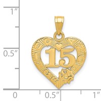 14K Yellow Gold Quince Anos Heart Frame Pendant - 15in view 4