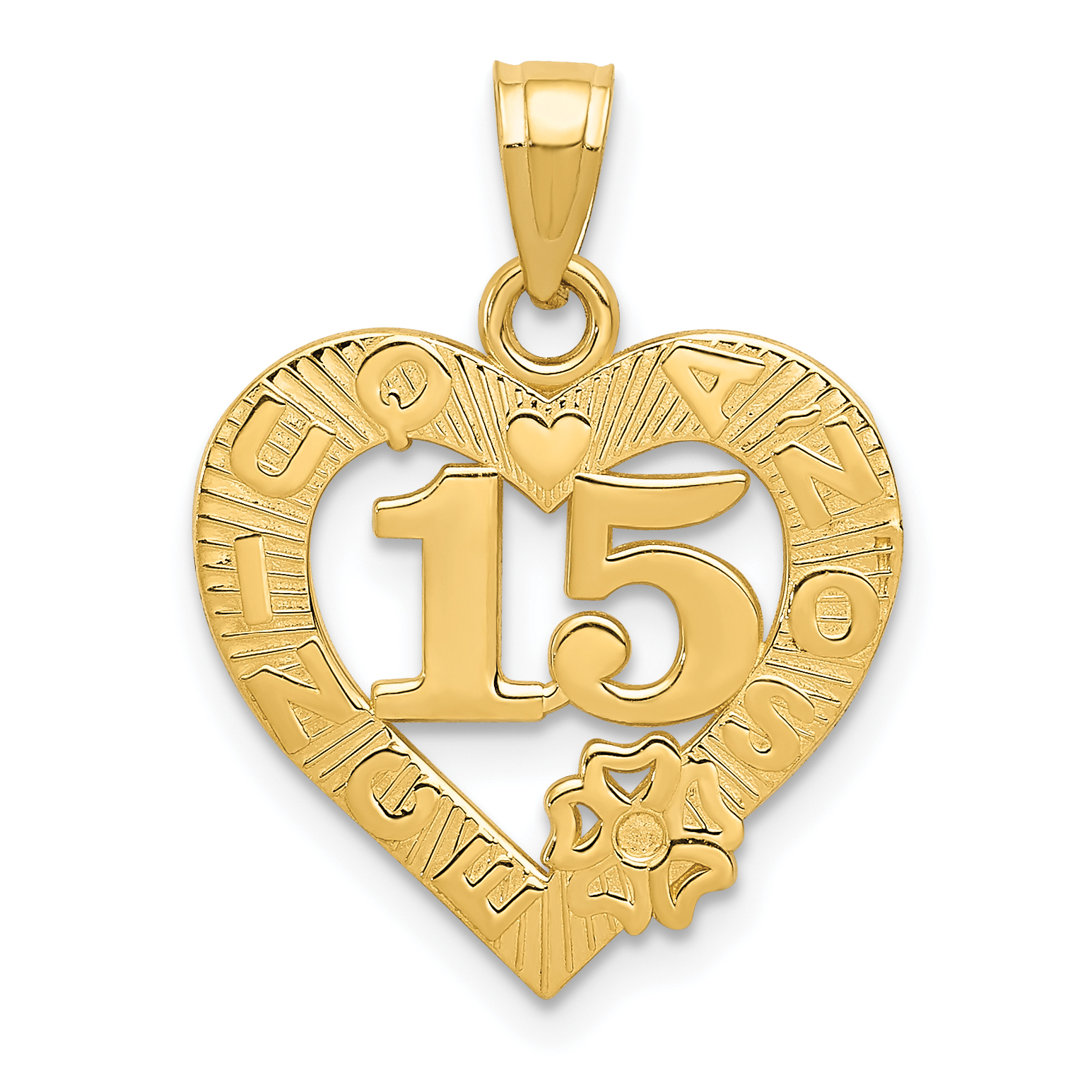 14k 15 in QUINCE ANOS Heart Frame Pendant (C2971)